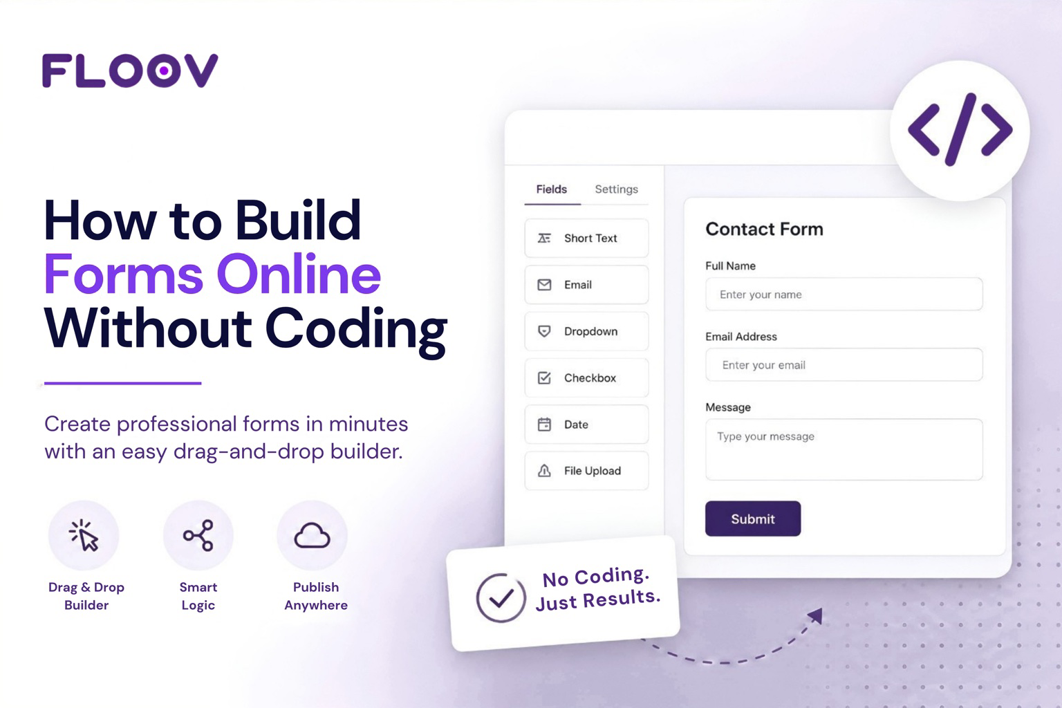 Build forms online without coding using a drag-and-drop form builder.