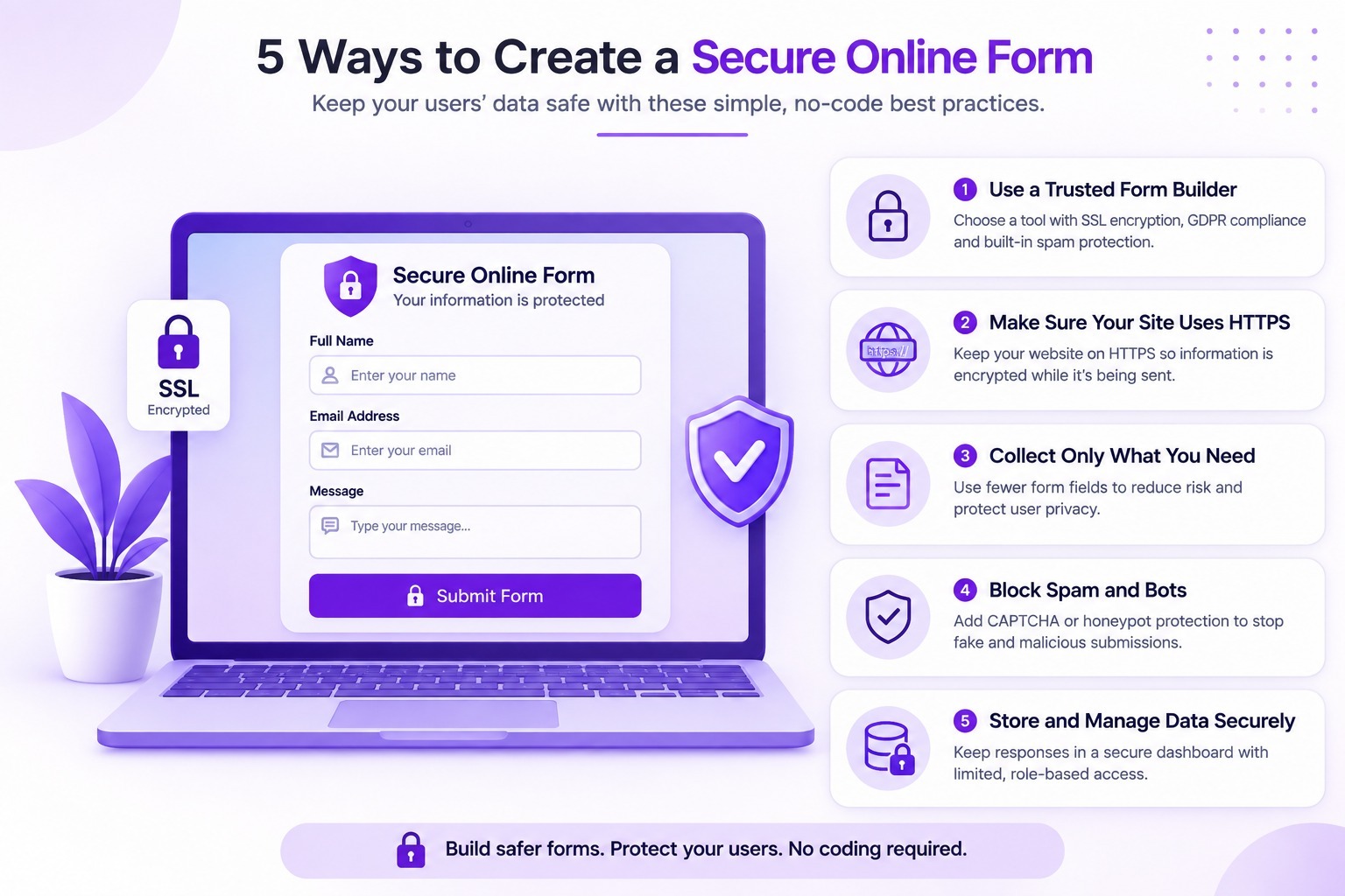 Online form with security features including a lock icon and protected data fields