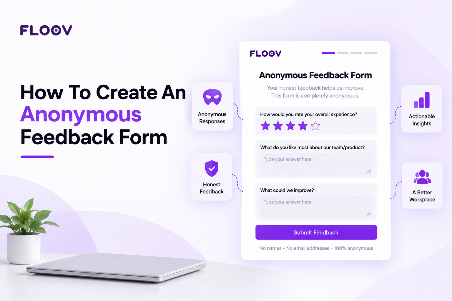 Anonymous feedback form with rating and open-ended questions