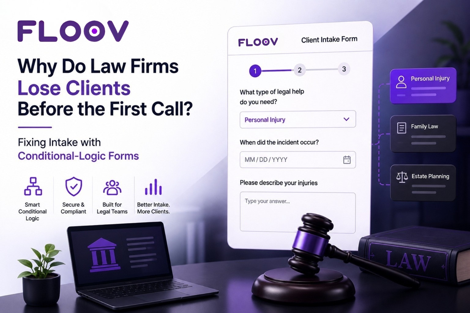 Law firm client intake form with conditional logic for smarter legal consultations by Floov