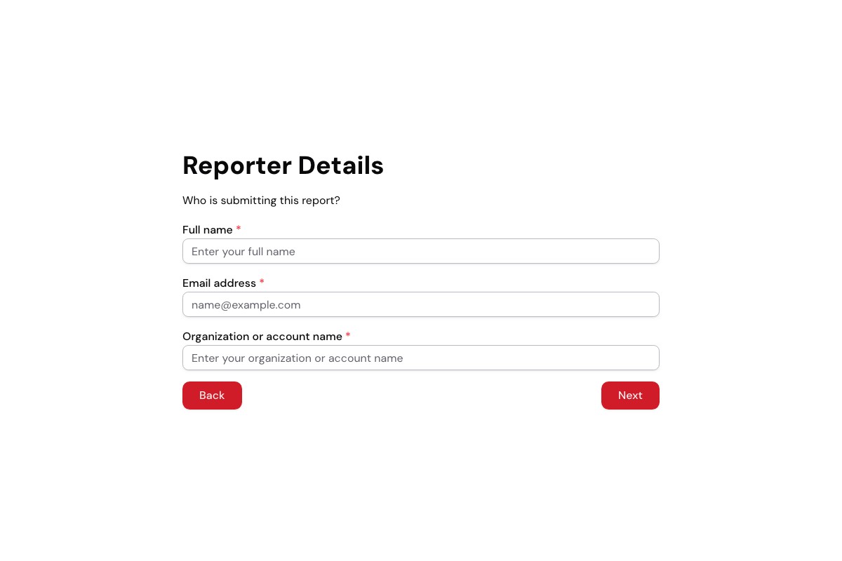 Bug Report Form form template preview