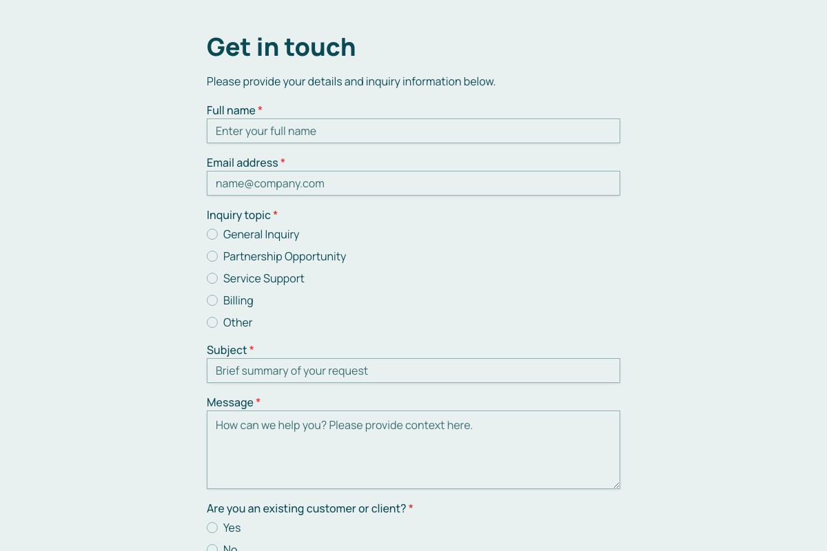 Contact Form form template preview