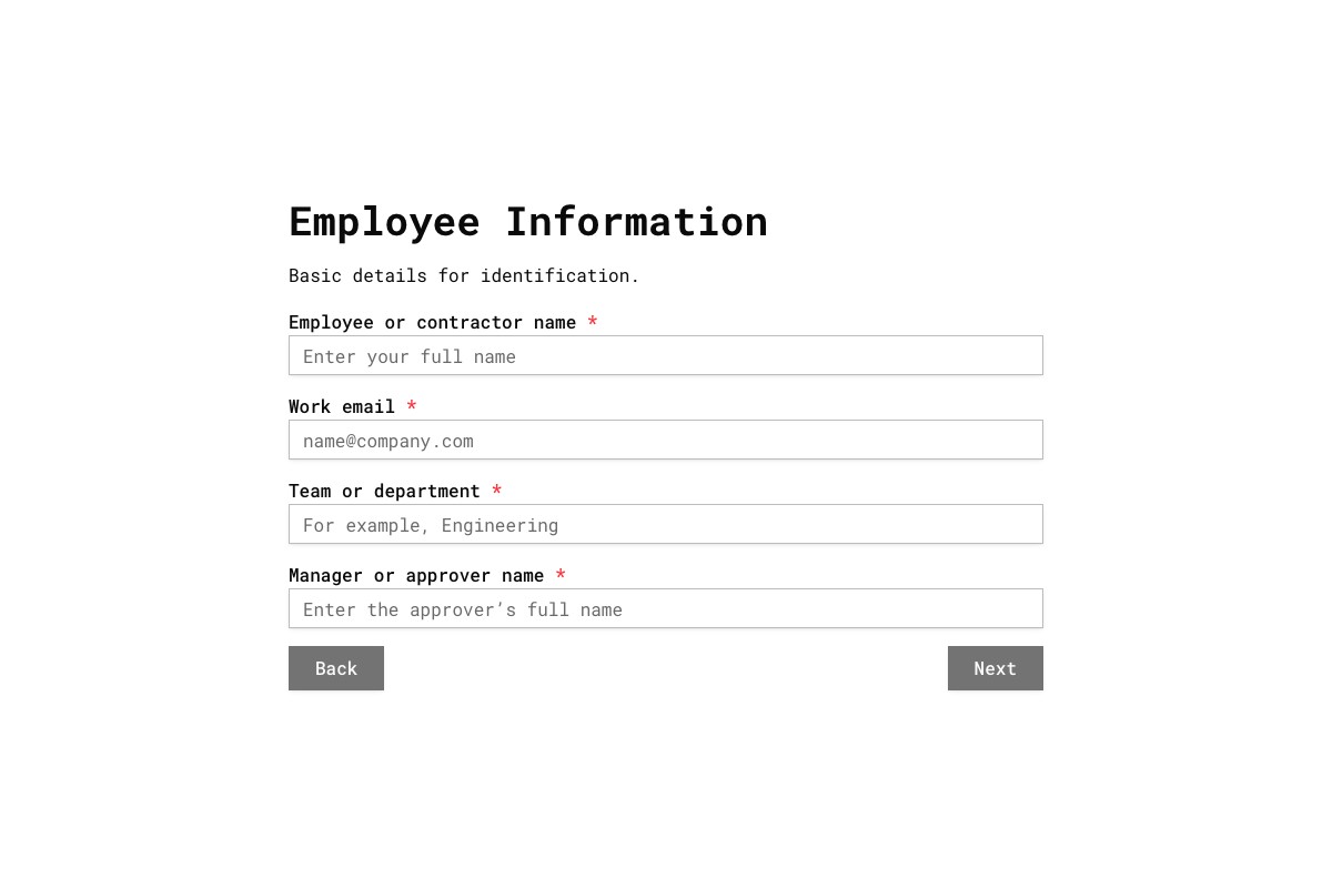 Expense Reimbursement Request form template preview