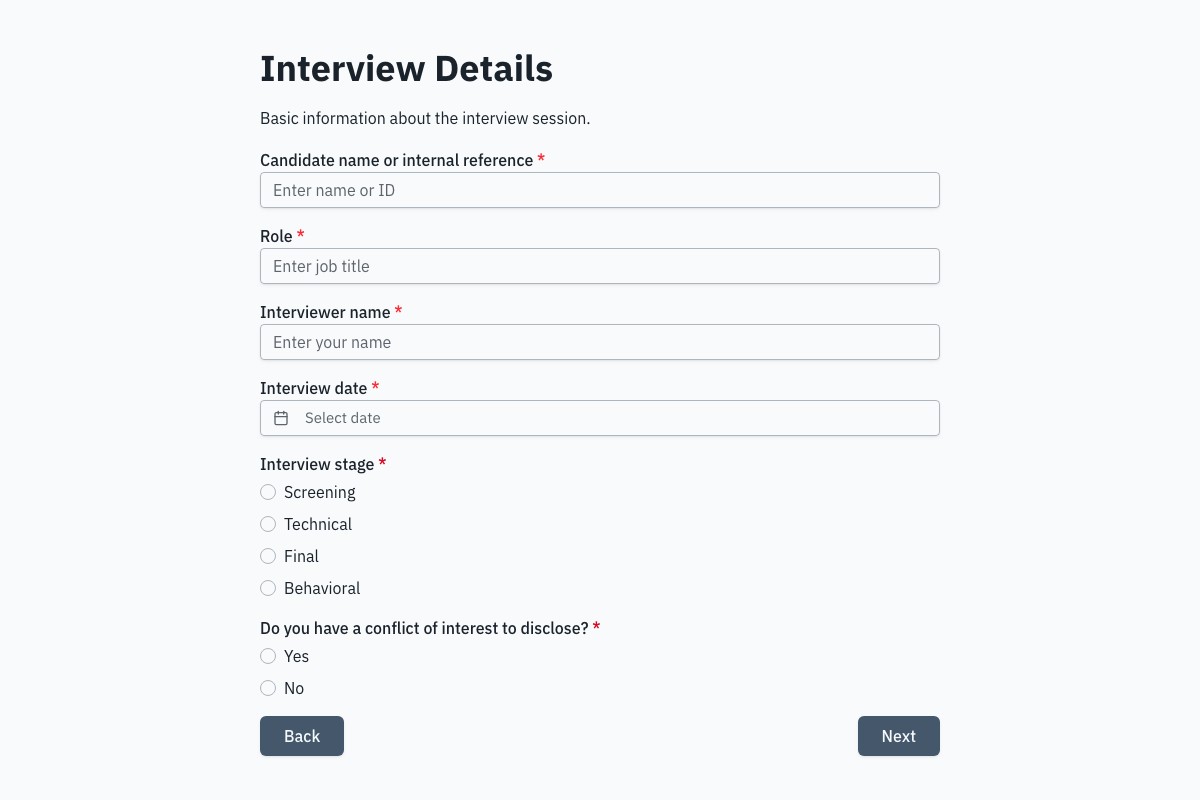 Interview Evaluation Form form template preview