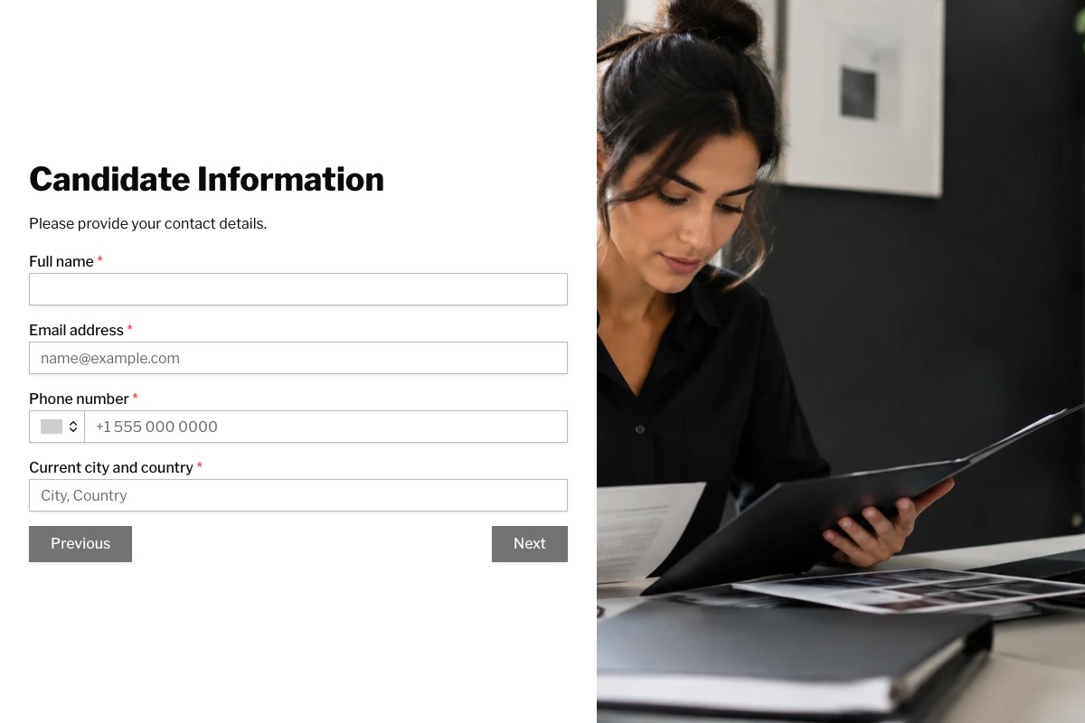 Job Application Form with File Upload form template preview