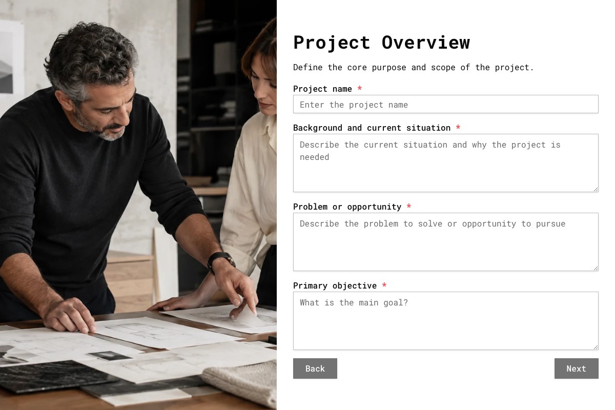 Project Brief Form form template preview