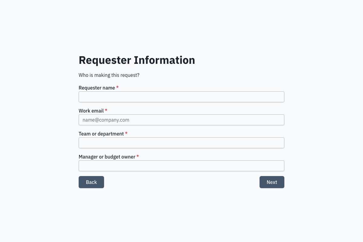 Purchase Approval Request form template preview