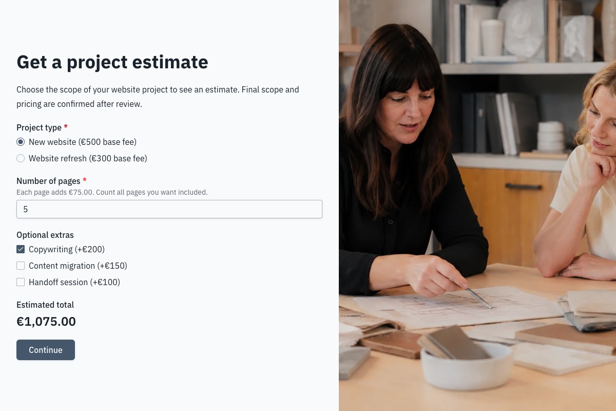 Service Quote Calculator form template preview