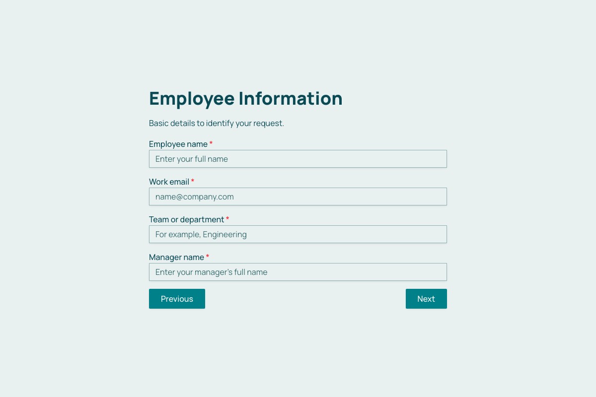 Time Off Request Form form template preview