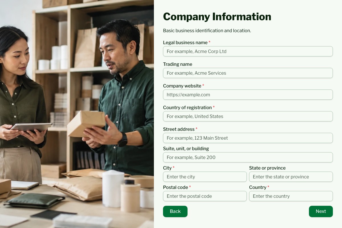 Vendor Onboarding Form form template preview
