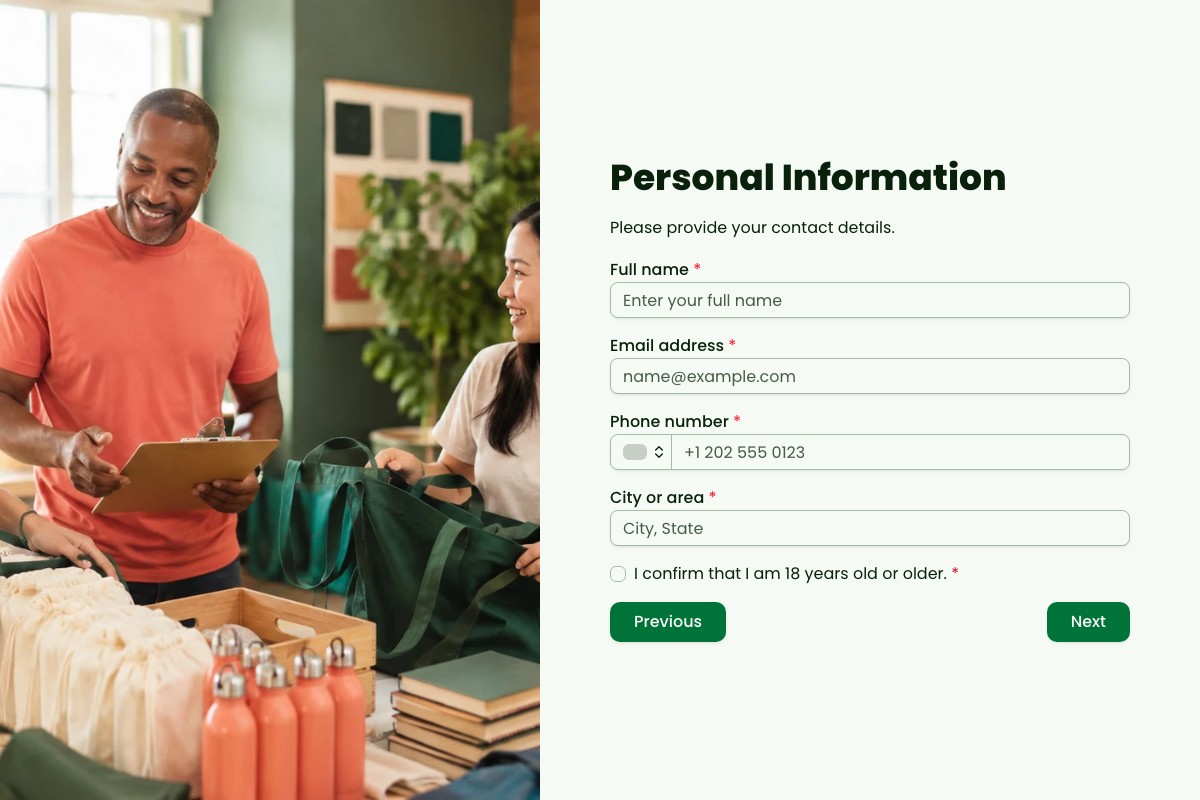 Volunteer Signup Form form template preview