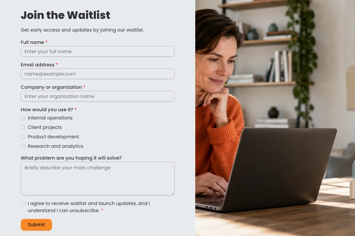 Waitlist Signup Form form template preview
