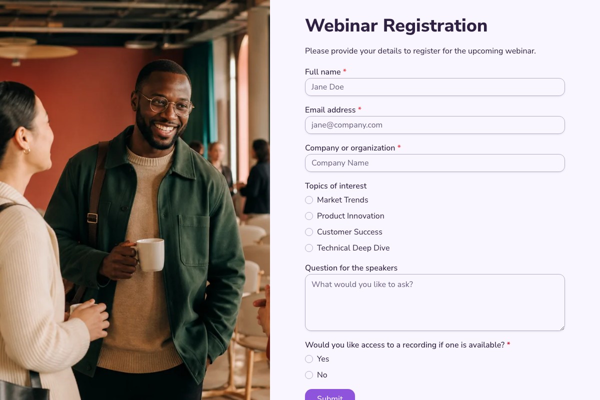 Webinar Registration Form form template preview