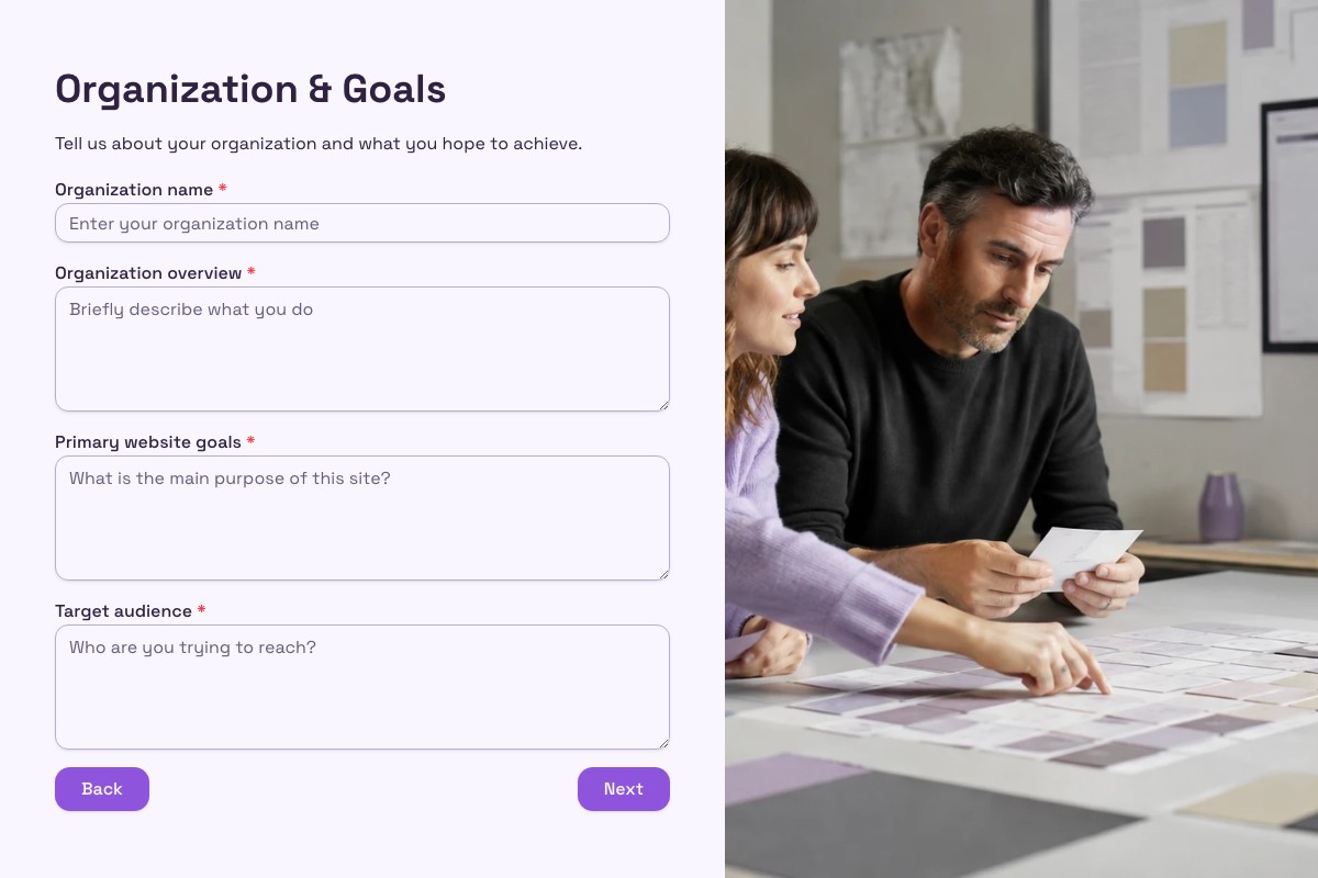 Website Design Questionnaire form template preview